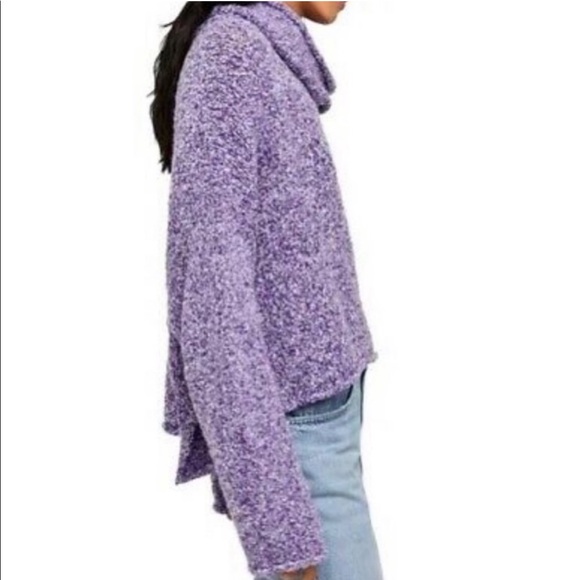 NEW FREE PEOPLE BFF Cowl Neck Plush Knit Sweater Purple Grape Hyacinth XS S M - Picture 6 of 6
